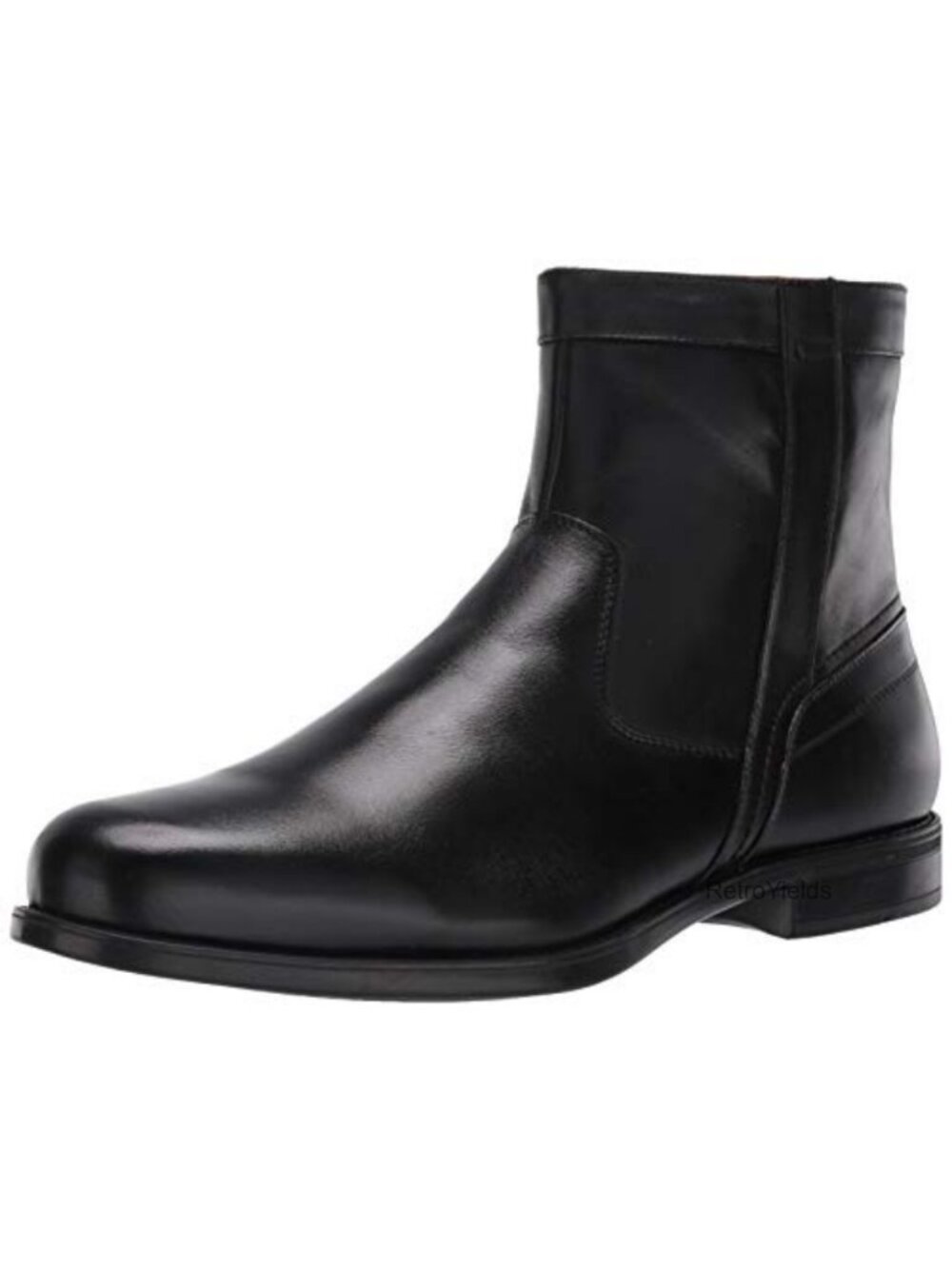 Men's Genuine Leather Zip Boot Mid-Calf Plain Toe Dress Boot